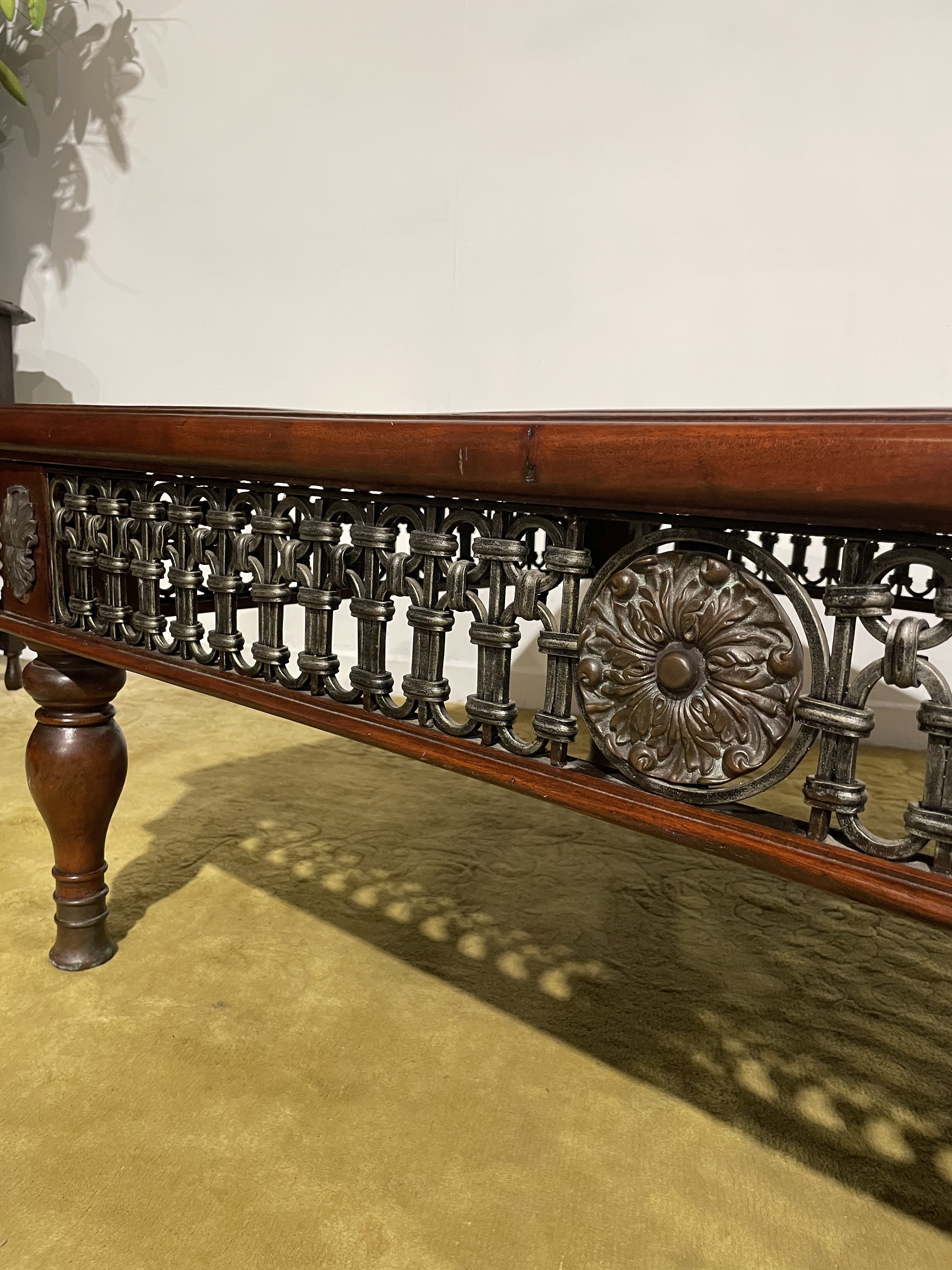 Cast Iron Spanish Occasional Table With Slate Marble Top