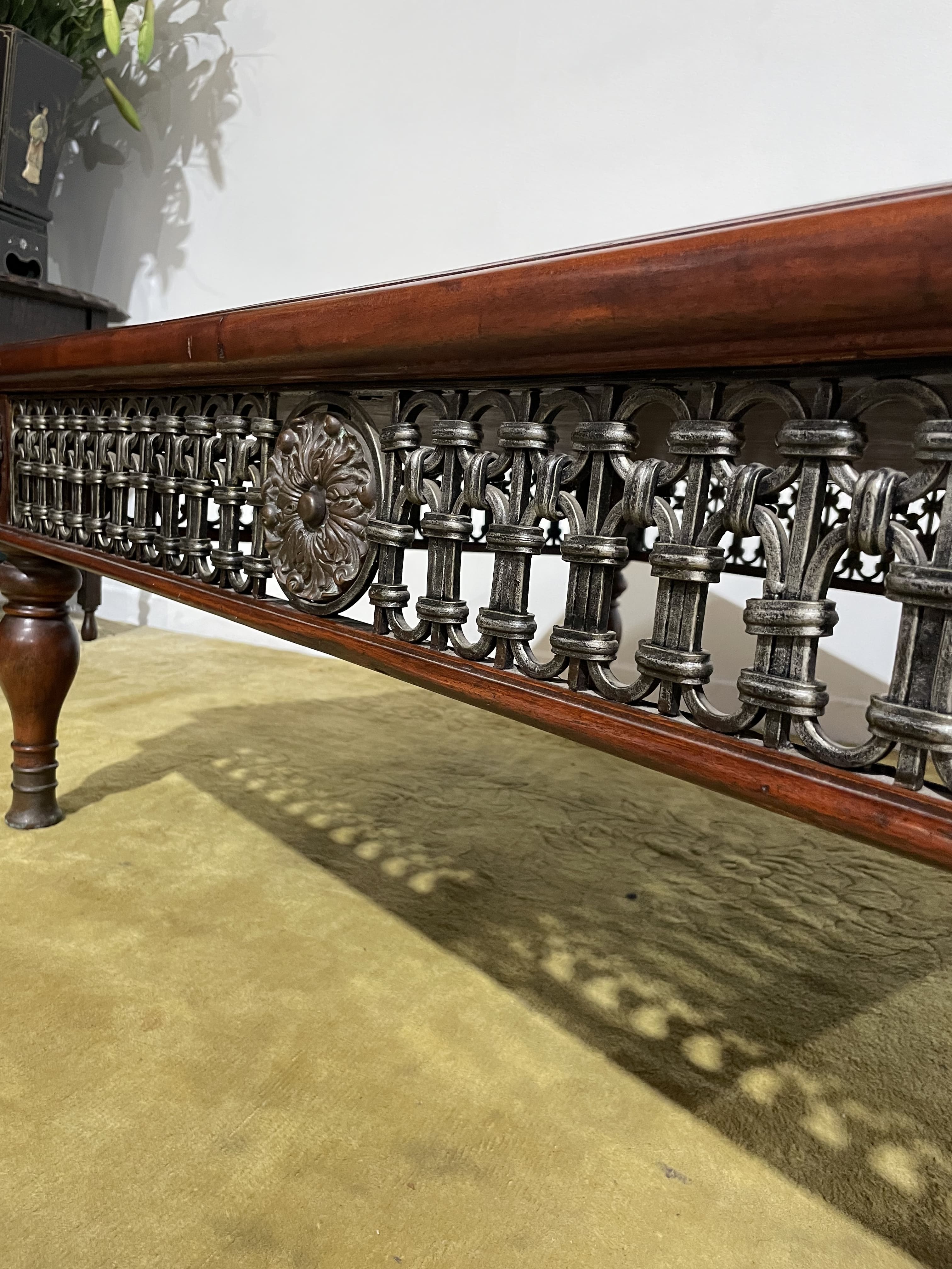 Cast Iron Spanish Occasional Table With Slate Marble Top