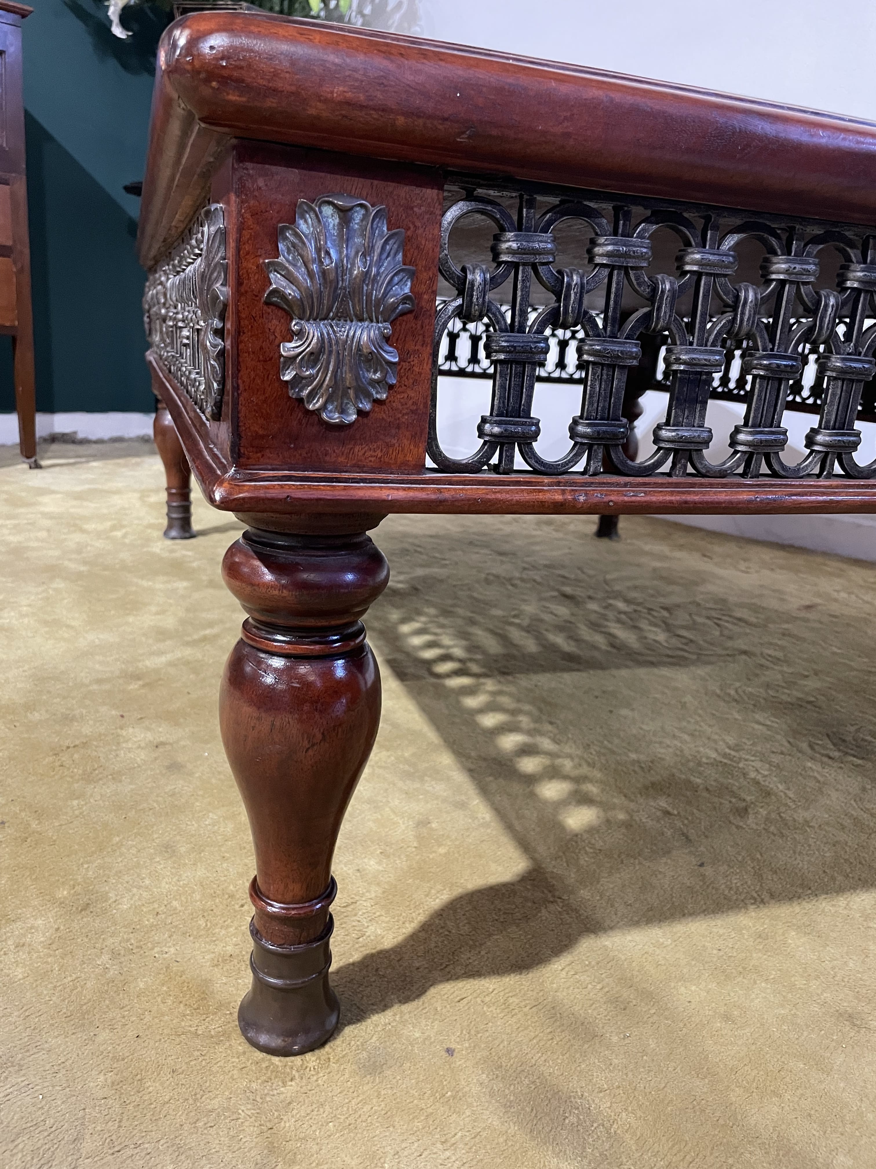 Cast Iron Spanish Occasional Table With Slate Marble Top