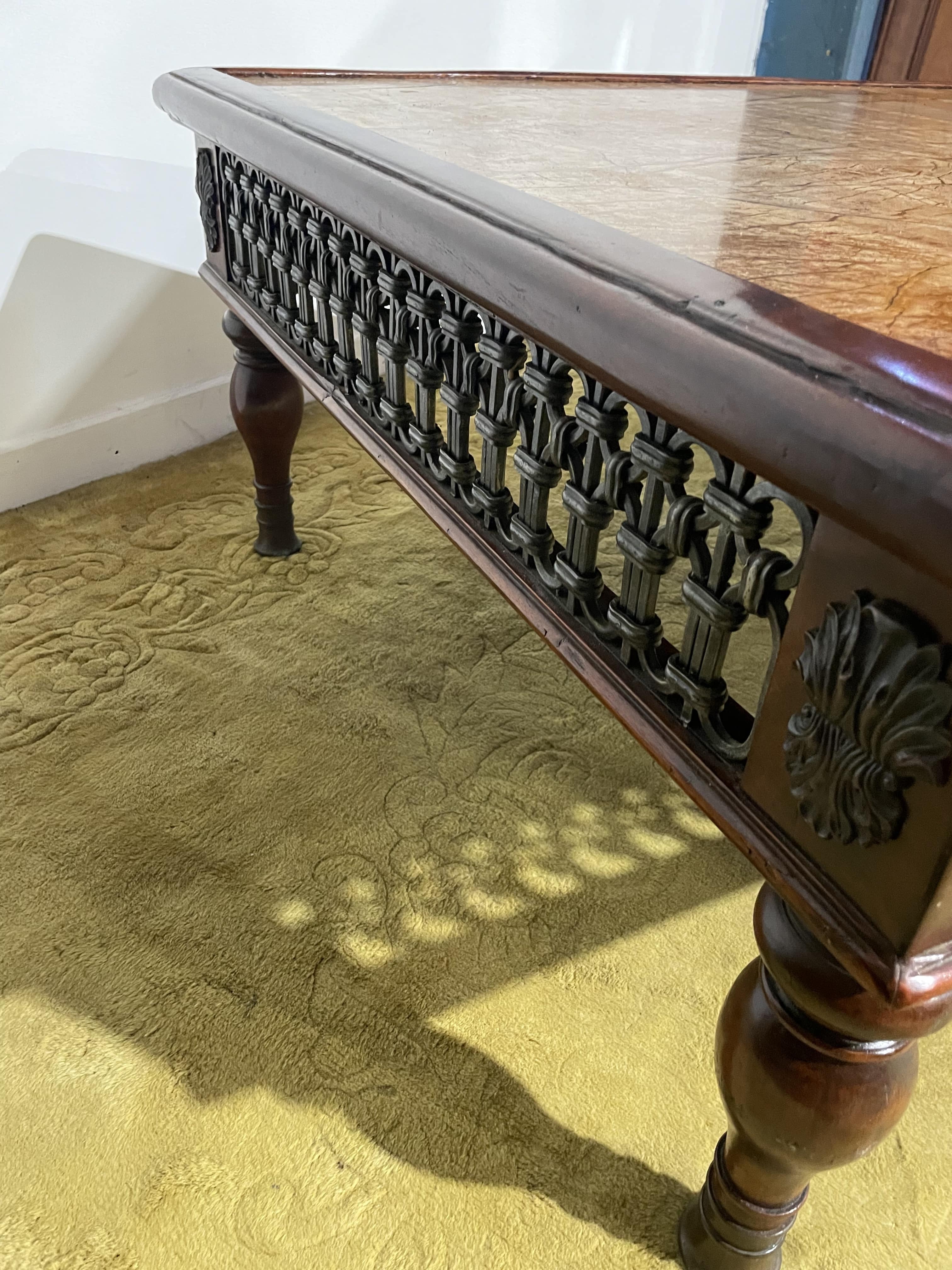 Cast Iron Spanish Occasional Table With Slate Marble Top