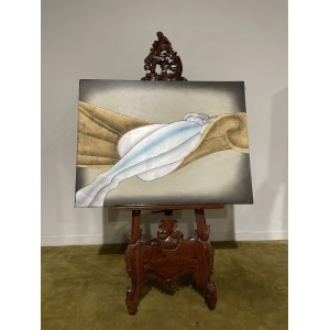 Contemporary piece of artwork on board depicting a female