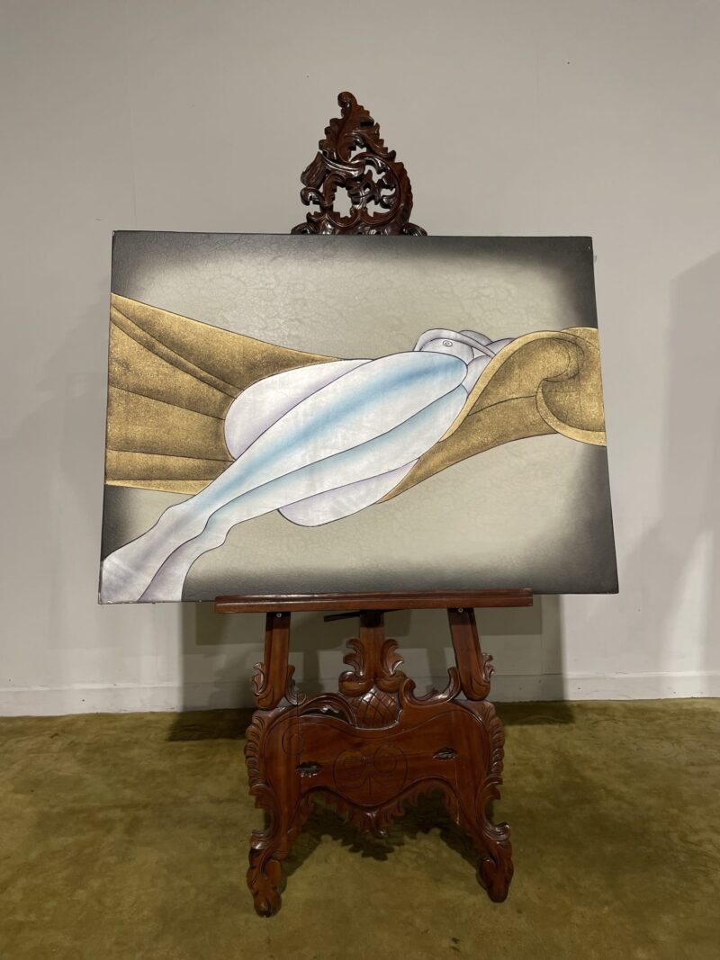 Contemporary piece of artwork on board depicting a female