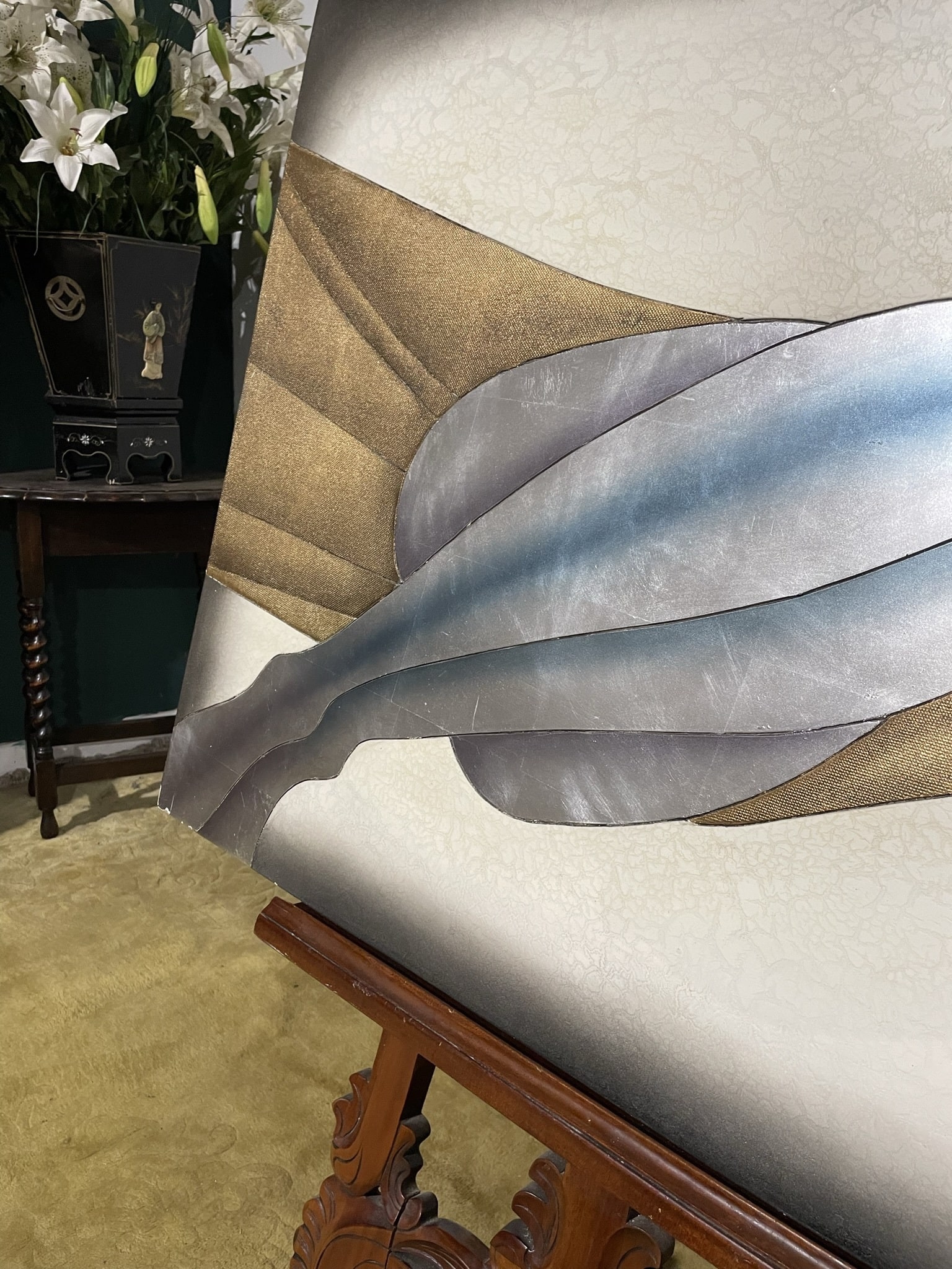Contemporary piece of artwork on board depicting a female