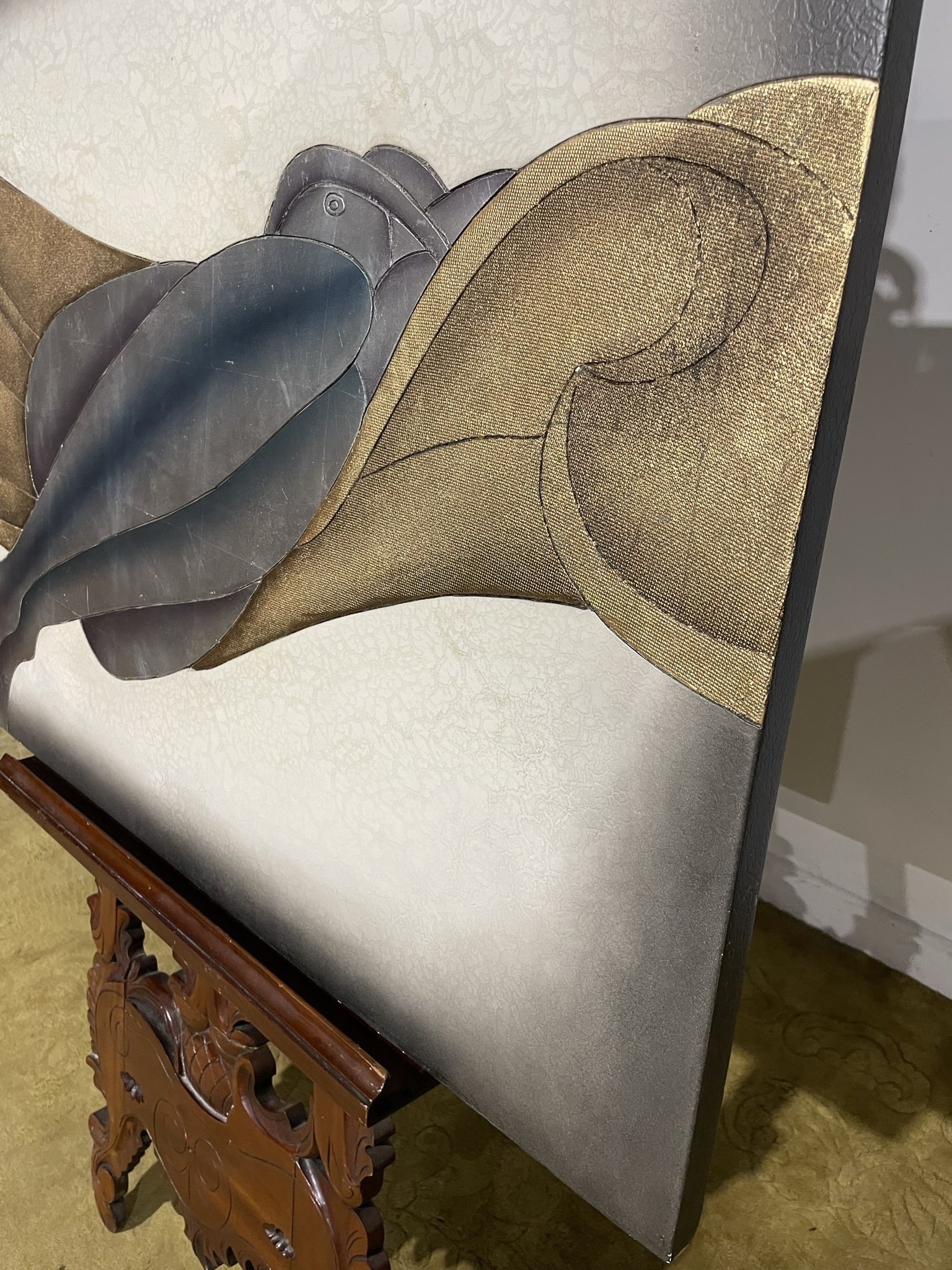 Contemporary piece of artwork on board depicting a female