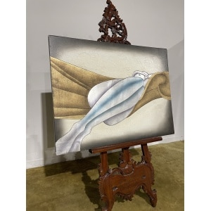 Contemporary piece of artwork on board depicting a female
