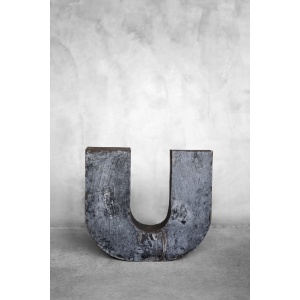 Vintage Large Industrial Polish Metal Letter U, 1950s