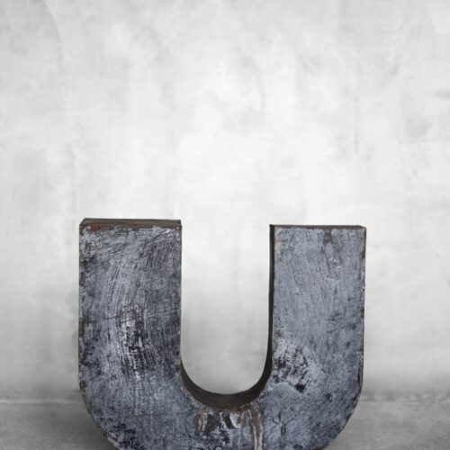Vintage Large Industrial Polish Metal Letter U, 1950s
