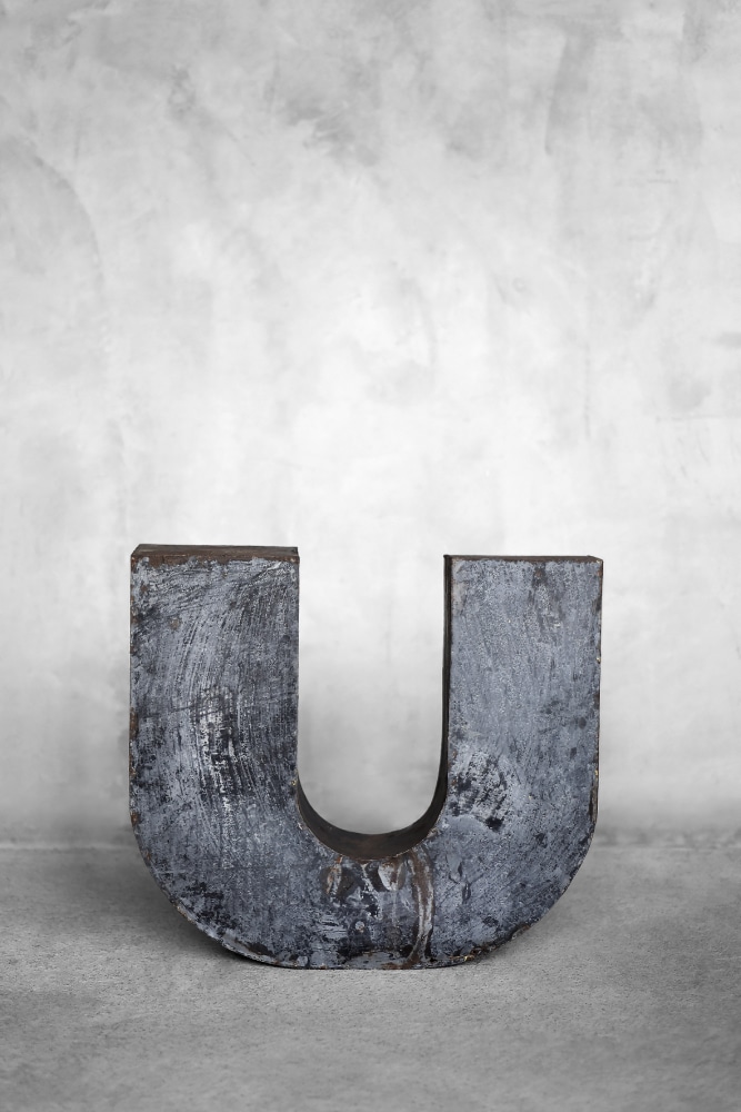 Vintage Large Industrial Polish Metal Letter U, 1950s