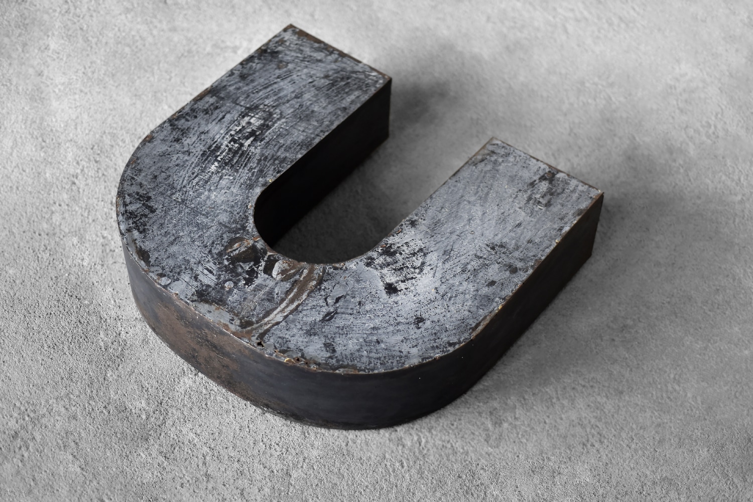 Vintage Large Industrial Polish Metal Letter U, 1950s