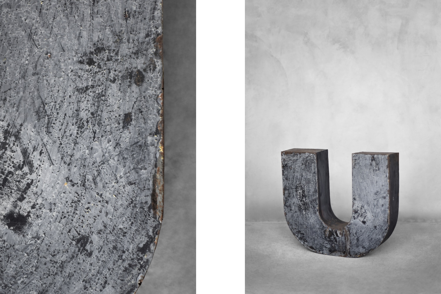 Vintage Large Industrial Polish Metal Letter U, 1950s