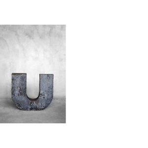 Vintage Large Industrial Polish Metal Letter U, 1950s