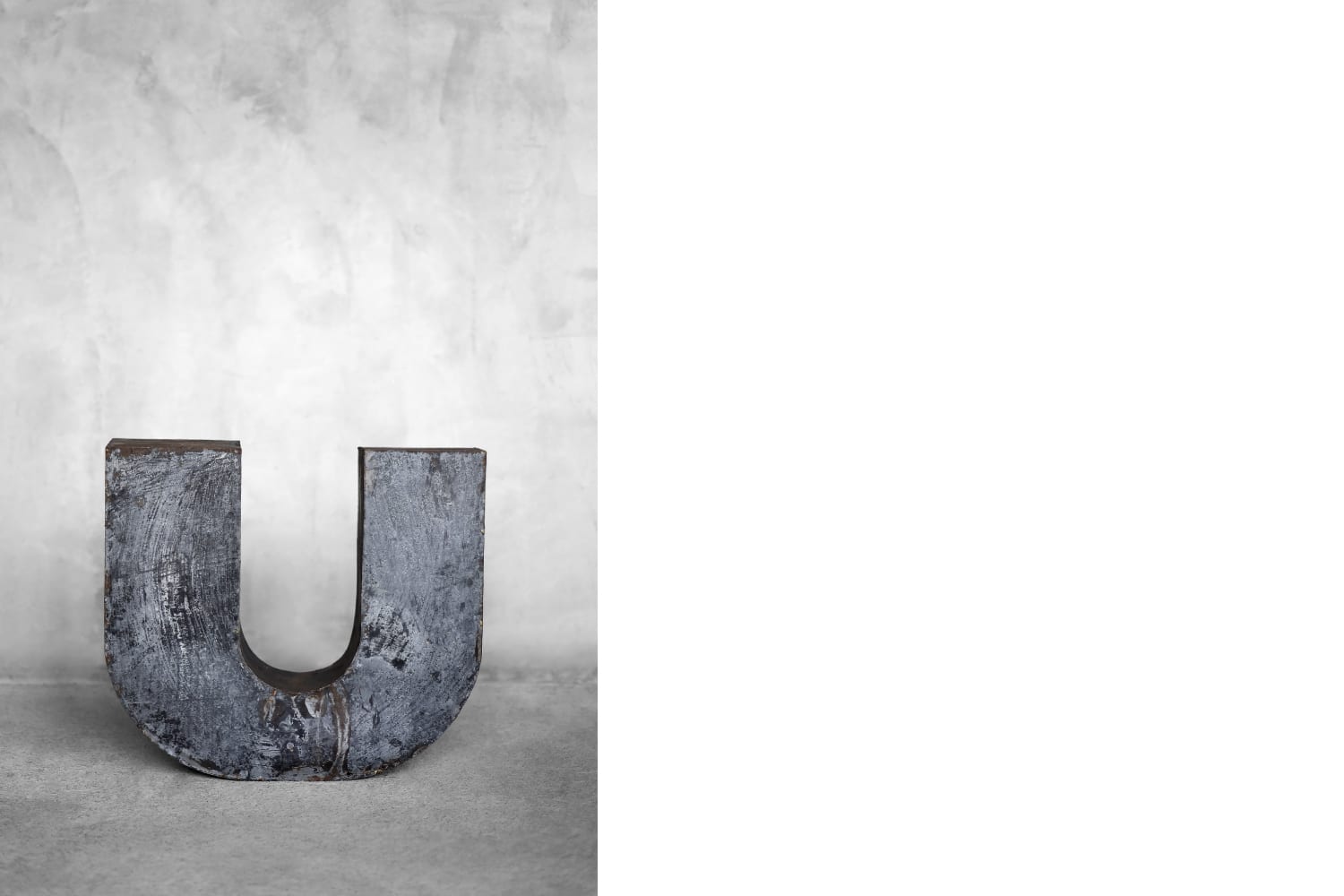 Vintage Large Industrial Polish Metal Letter U, 1950s