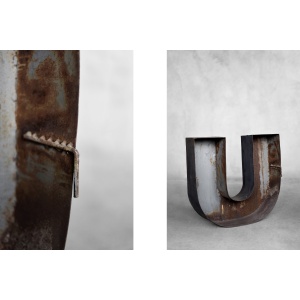 Vintage Large Industrial Polish Metal Letter U, 1950s
