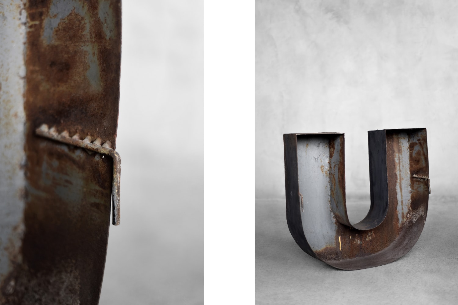 Vintage Large Industrial Polish Metal Letter U, 1950s