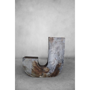 Vintage Large Industrial Polish Metal Letter J, 1950s
