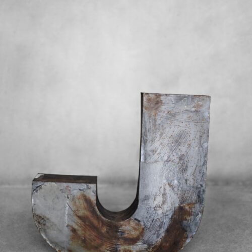 Vintage Large Industrial Polish Metal Letter J, 1950s