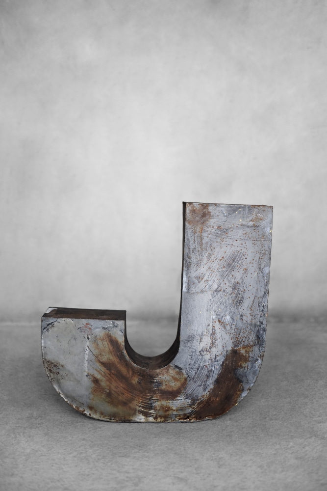 Vintage Large Industrial Polish Metal Letter J, 1950s