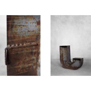 Vintage Large Industrial Polish Metal Letter J, 1950s