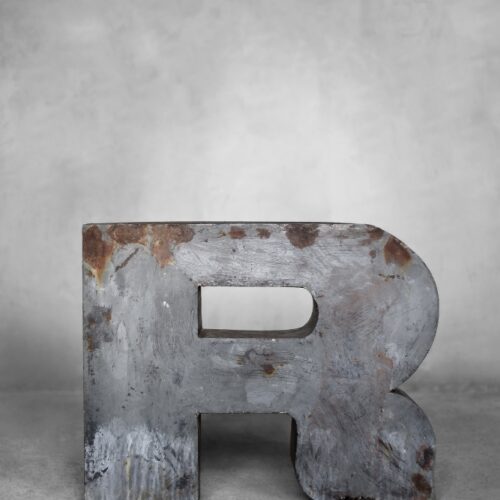 Vintage Large Industrial Polish Metal Letter R, 1950s