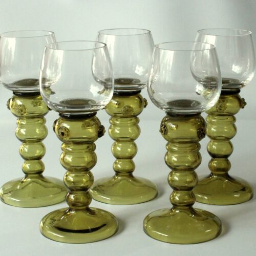 1950s - 5 large mouthblown Roemer wine glasses as a set - Vintage
