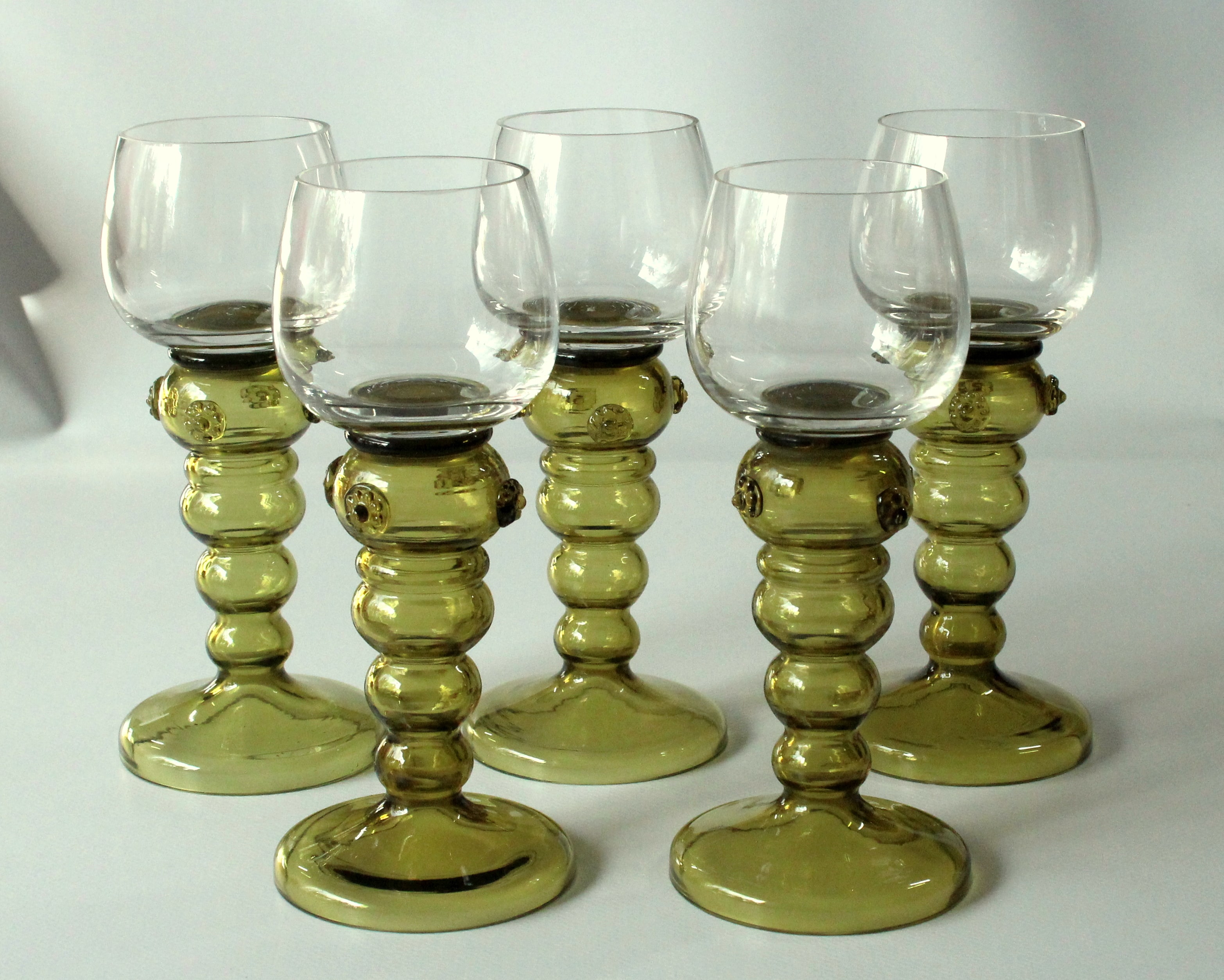 1950s - 5 large mouthblown Roemer wine glasses as a set - Vintage