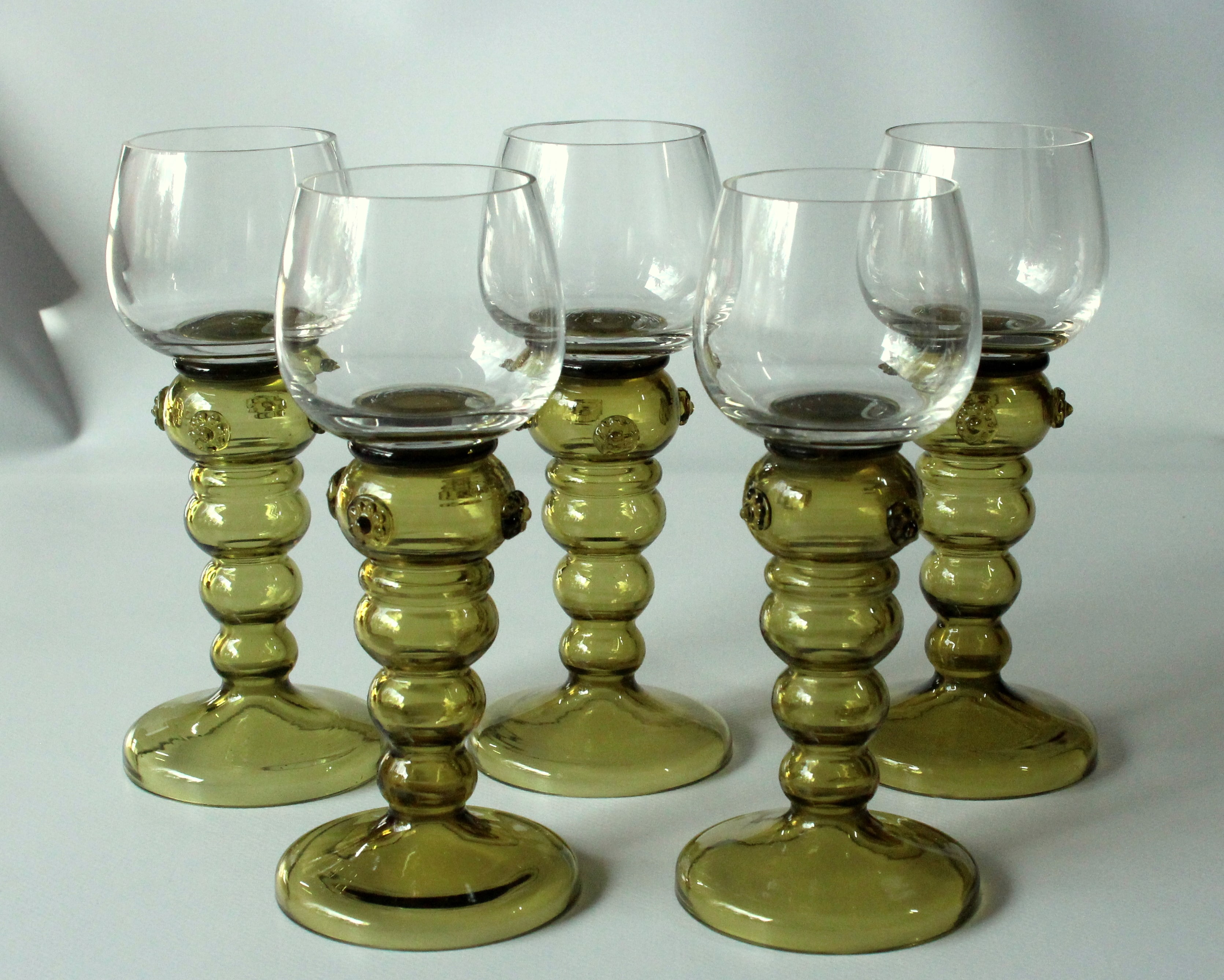 1950s - 5 large mouthblown Roemer wine glasses as a set - Vintage