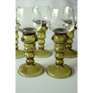 1950s - 5 large mouthblown Roemer wine glasses as a set - Vintage