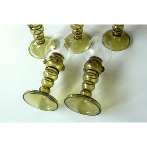 1950s - 5 large mouthblown Roemer wine glasses as a set - Vintage
