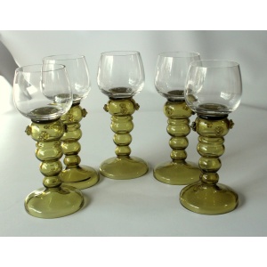 1950s - 5 large mouthblown Roemer wine glasses as a set - Vintage