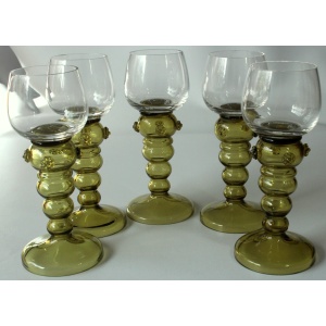 1950s - 5 large mouthblown Roemer wine glasses as a set - Vintage