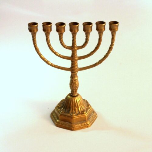 Solid brass menorah, brass candle holder, vintage