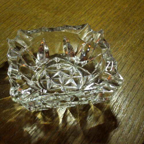 Elegant Mid Century lead crystal glass ashtray, vintage from the 1970s