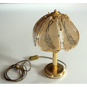 Elegant table lamp made of brass and smoked glass, Vintage