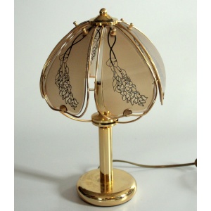 Elegant table lamp made of brass and smoked glass, Vintage