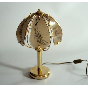 Elegant table lamp made of brass and smoked glass, Vintage