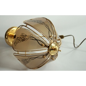 Elegant table lamp made of brass and smoked glass, Vintage