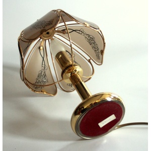 Elegant table lamp made of brass and smoked glass, Vintage
