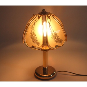 Elegant table lamp made of brass and smoked glass, Vintage