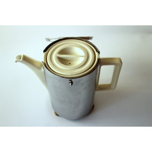 1920s Antique Art Deco german coffee pot by Bauscher/Weiden made of ceramic with a metal warming hood