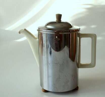 1920s Antique Art Deco german coffee pot by Bauscher/Weiden made of ceramic with a metal warming hood - Image 11
