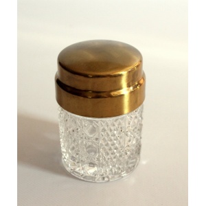 Elegant cigarette box from the 60s, made of crystal glass and brass lid, vintage