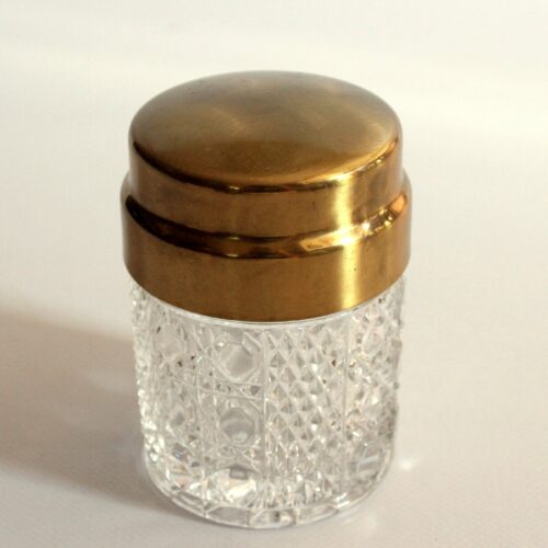Elegant cigarette box from the 60s, made of crystal glass and brass lid, vintage