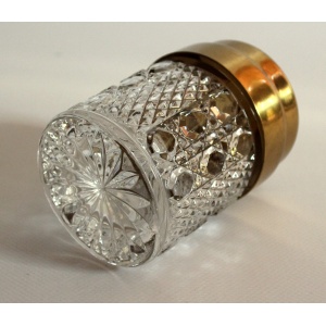 Elegant cigarette box from the 60s, made of crystal glass and brass lid, vintage