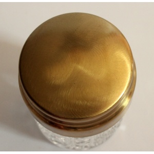 Elegant cigarette box from the 60s, made of crystal glass and brass lid, vintage