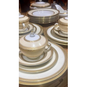 Impressive Antique Silicon China By Booths Dinner Service, Vintage Gold Gild Dinner Service, 51 Piece Dinner Service, Beautiful