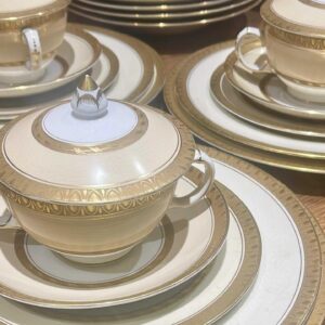 Impressive Antique Silicon China By Booths Dinner Service, Vintage Gold Gild Dinner Service, 51 Piece Dinner Service, Beautiful