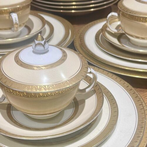 Impressive Antique Silicon China By Booths Dinner Service, Vintage Gold Gild Dinner Service, 51 Piece Dinner Service, Beautiful