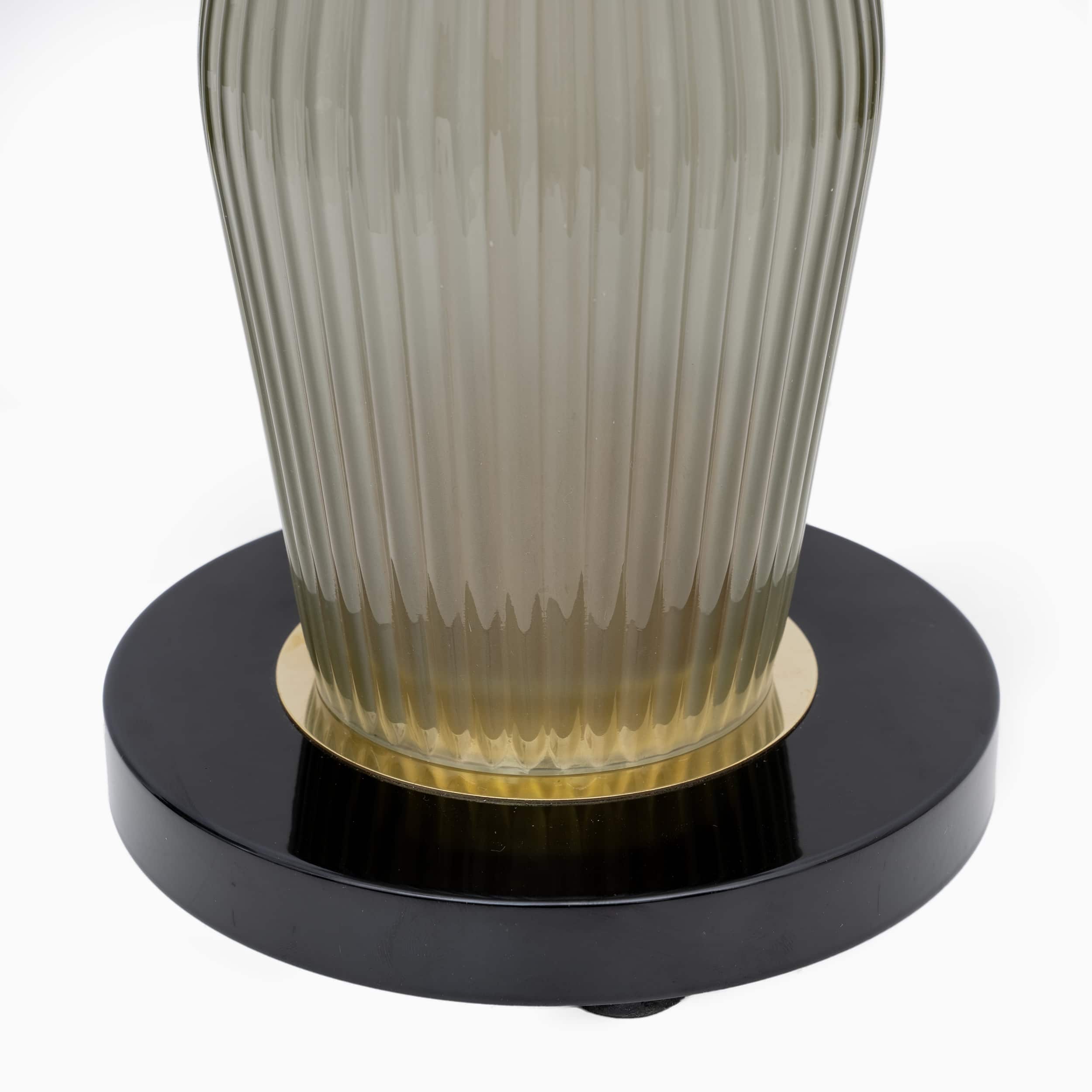 Pair of Mushroom-shaped Table Lamps Murano Glass and Brass Feng Shui Style