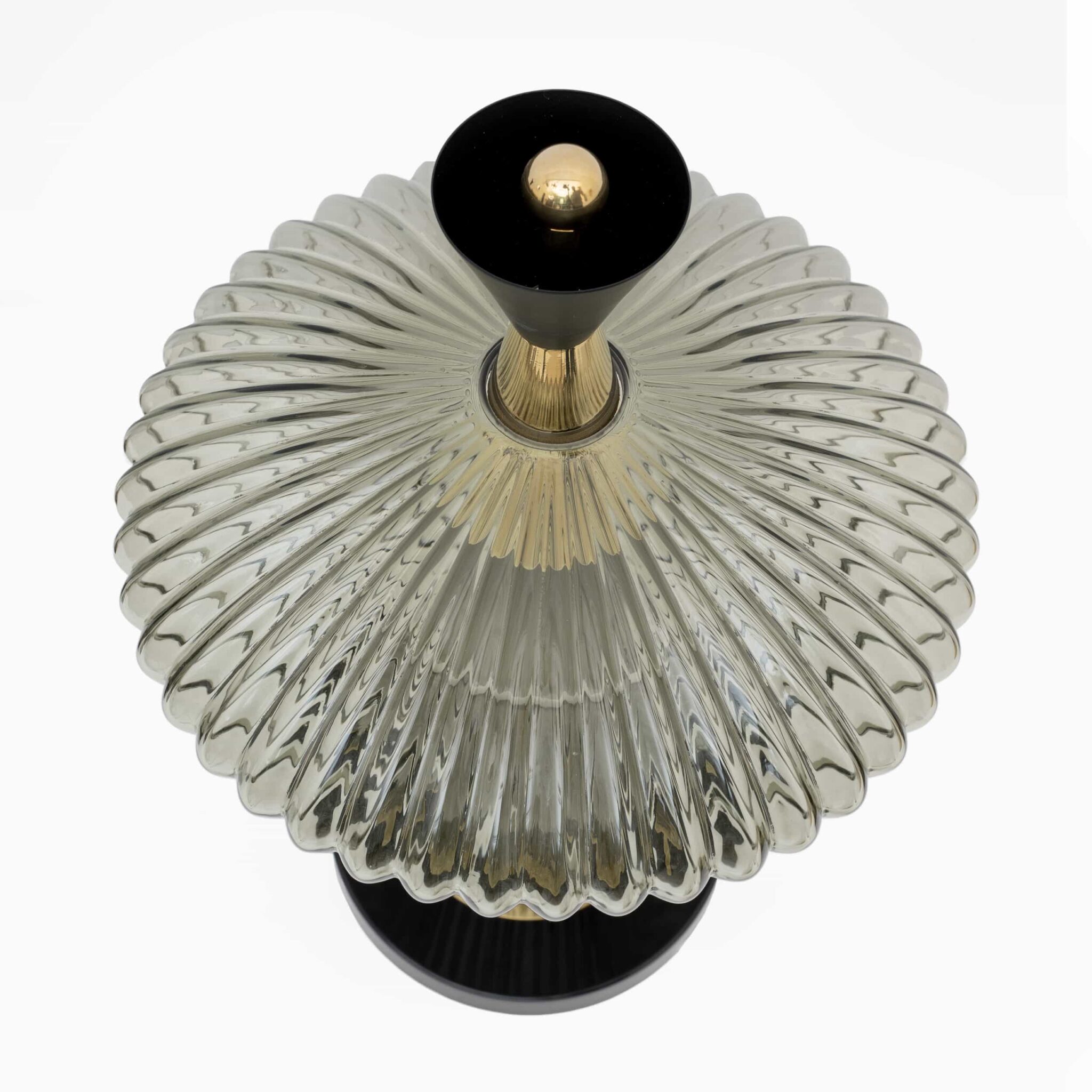 Pair of Mushroom-shaped Table Lamps Murano Glass and Brass Feng Shui Style