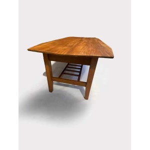 Mid Century 1970's Teak Surfboard Coffee Table With Magazine/Storage Shelf
